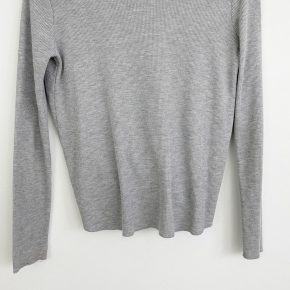 Urban Outfitters Project Social Gray Waffle Faux Wrap Long Sleeve Top Size Small - Picture 9 of 14